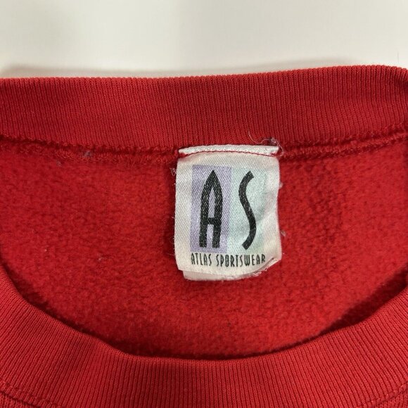 VTG Atlas Sportswear Women Red Pullover Sweatshirt Bears Christmas Tree Sz L USA - Picture 6 of 8